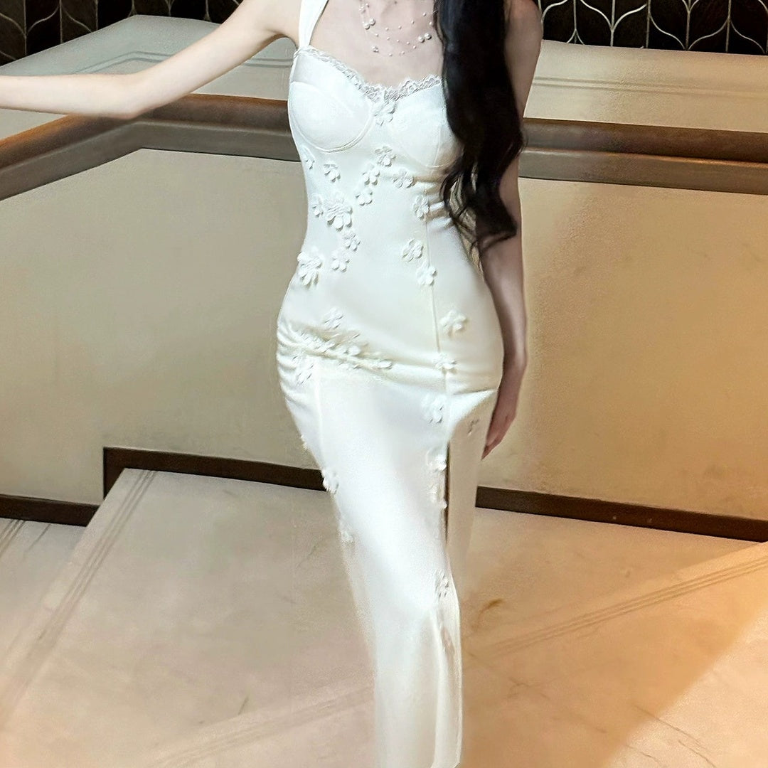 French 3D Flower Mermaid Gown Dress