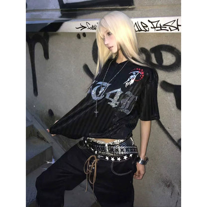 Y2K Death Embroidered Polo Shirt for Summer