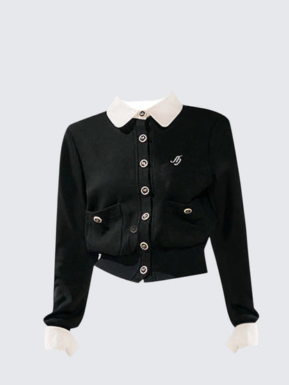 Korean Fake Two-Piece Knit Cardigan