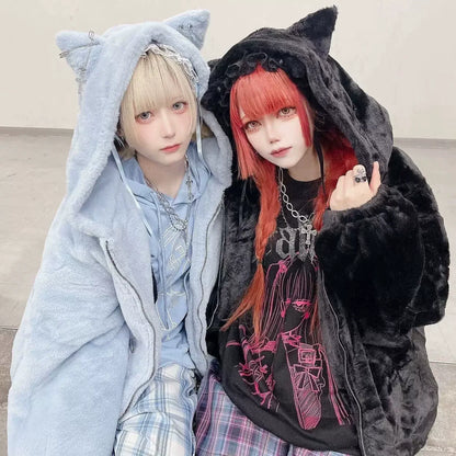 Cat Ear Faux Fur Coat