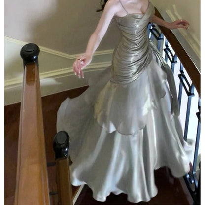 Mermaid Luxury Adult Ceremony Spaghetti Strap Gown Dress