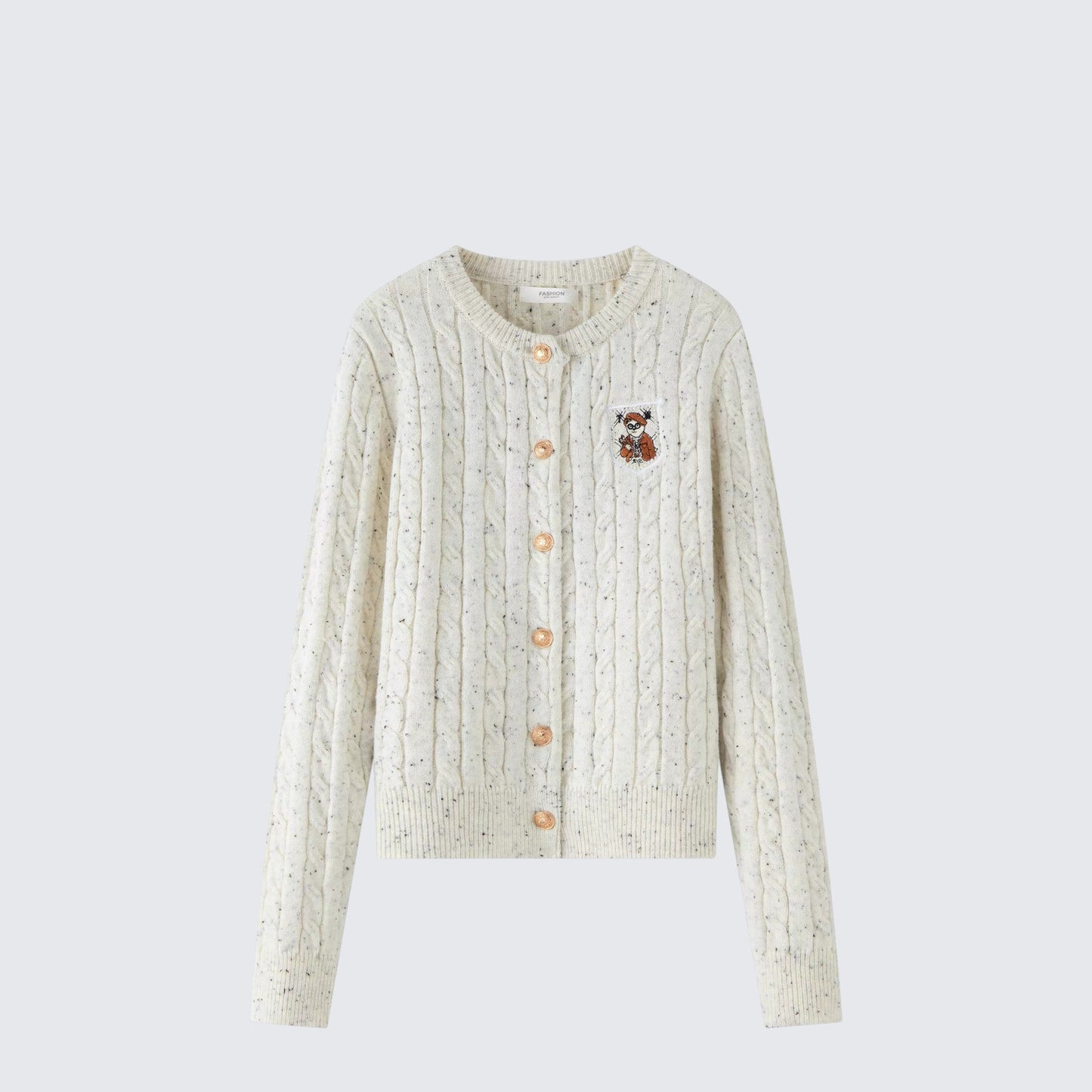 American Preppy Soft Embroidered Knit Cardigan