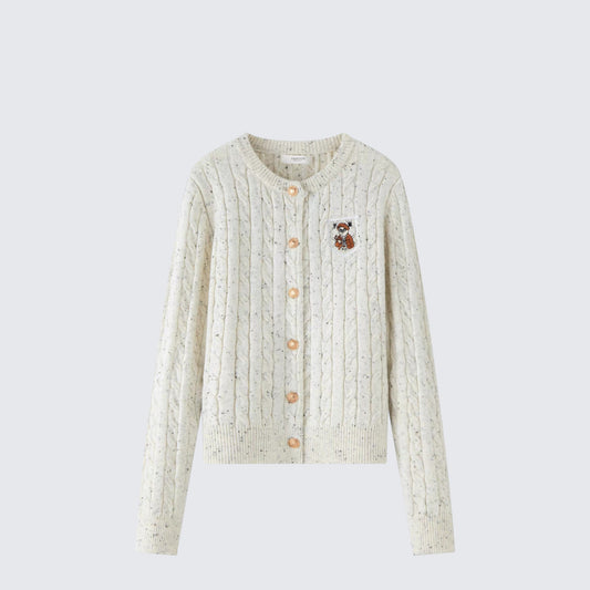 American Preppy Soft Embroidered Knit Cardigan