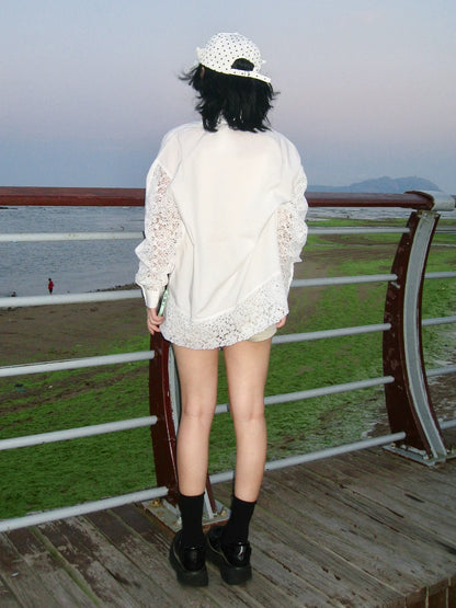 Lace Panel White Shirt