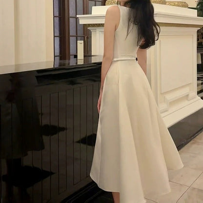 French Waist White Luxury Gown Dress