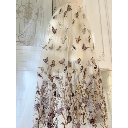 Butterfly Dream V-Neck Spaghetti Gown Dress – French Resort Dress