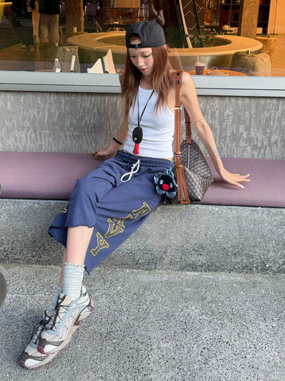 Vintage Baggy Cropped Pants for Summer Streetwear