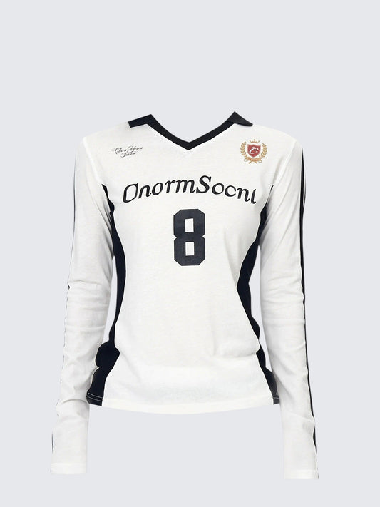 Vintage Colorblock V-Neck Sport Tee