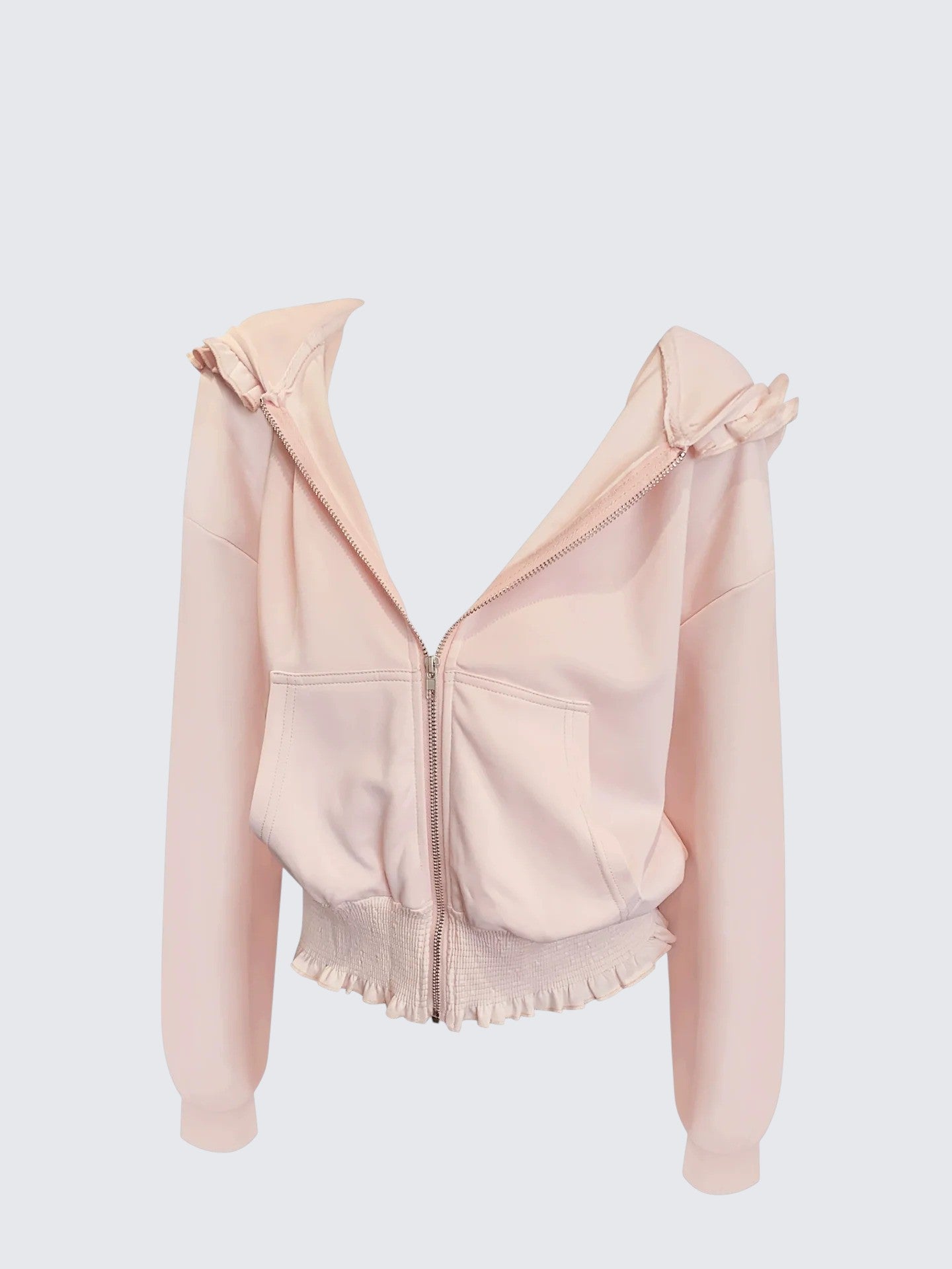 Frill Hooded Zip Sweatshirt Women