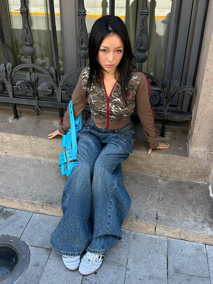 Retro Camo Zip Up Hoodie