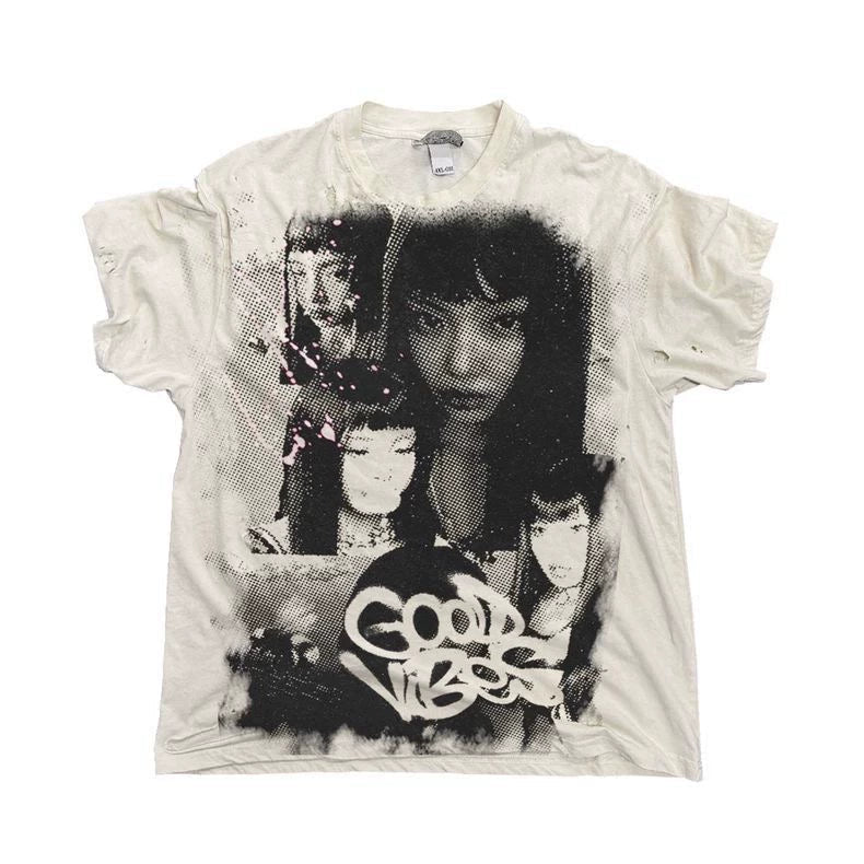 White Rock Punk American Vintage Graffiti Y2K T-Shirt