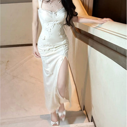 French 3D Flower Mermaid Gown Dress