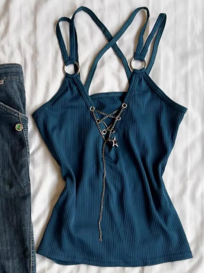 Blue Subculture Y2K E-girl Abi American Vintage Cutout Tank Top