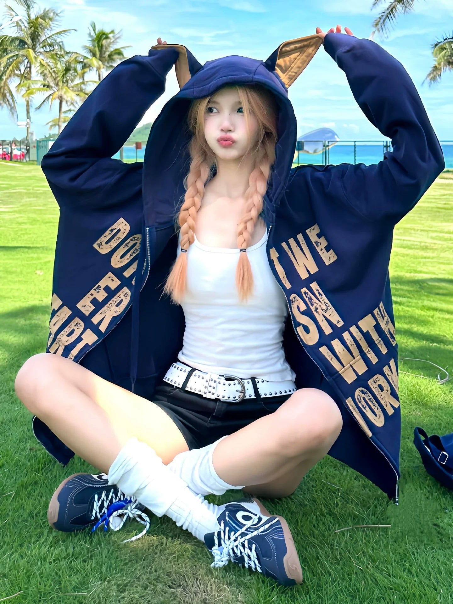 American Doberman Hoodie Autumn-Winter Zip-Up Pullover Heavyweight Letter Print Top