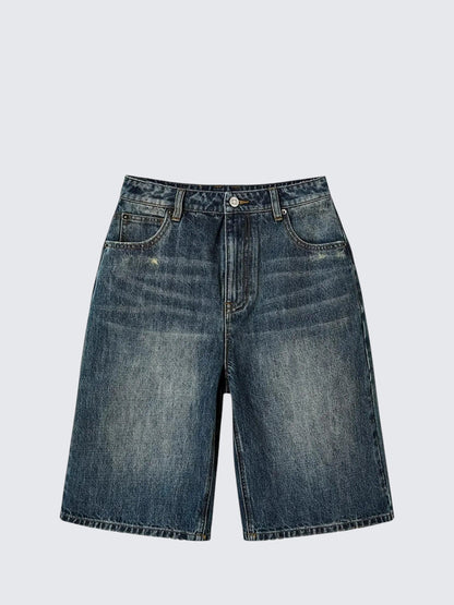 Vintage Washed Denim Cropped Pants