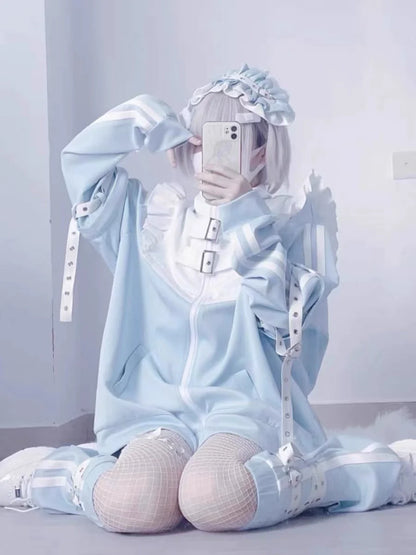 Y2K Japanese Anime 3-Piece Set (Hoodie+Shorts+Leg Warmers)