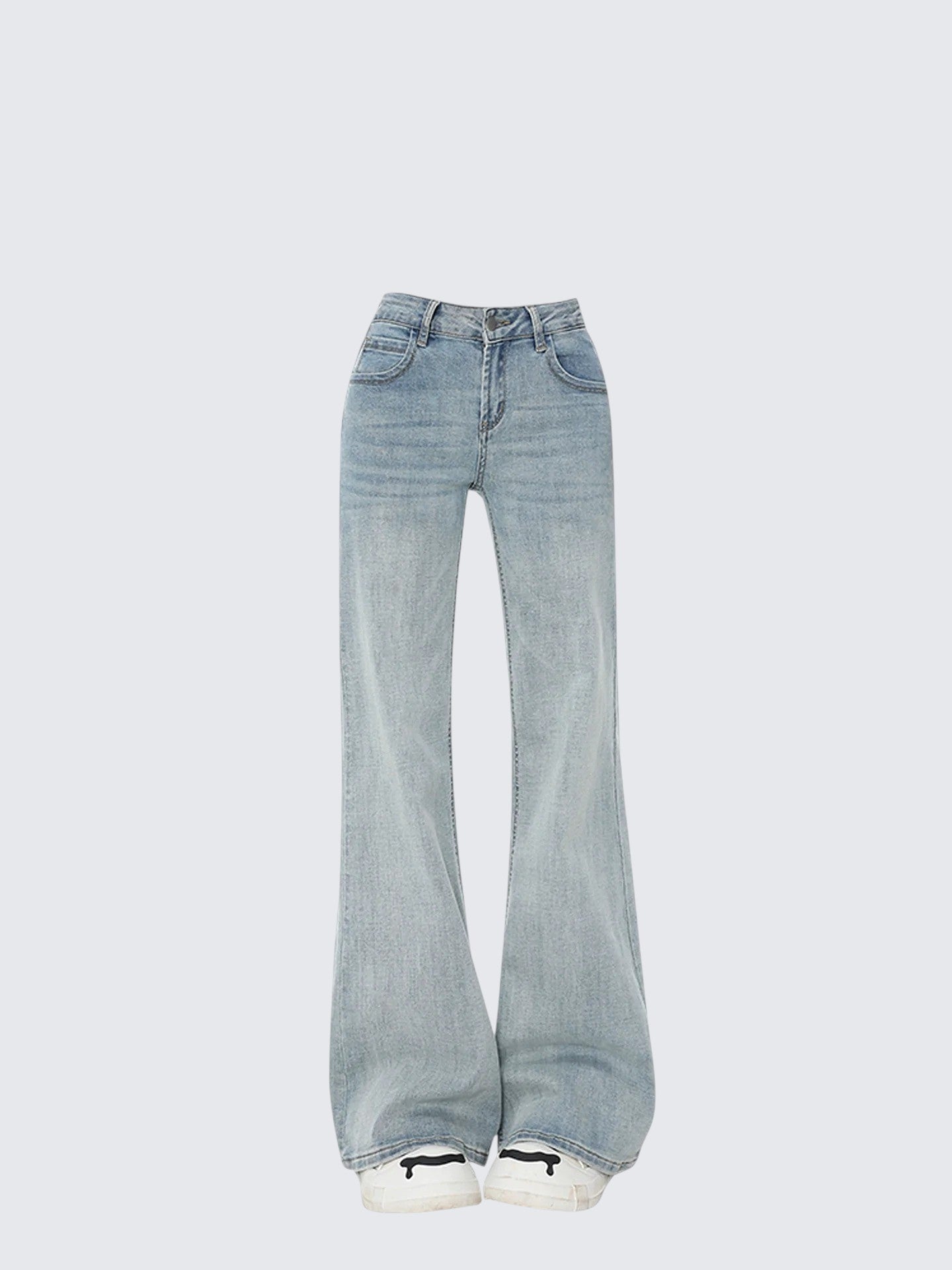 Light Blue Low-Rise Flare Jeans