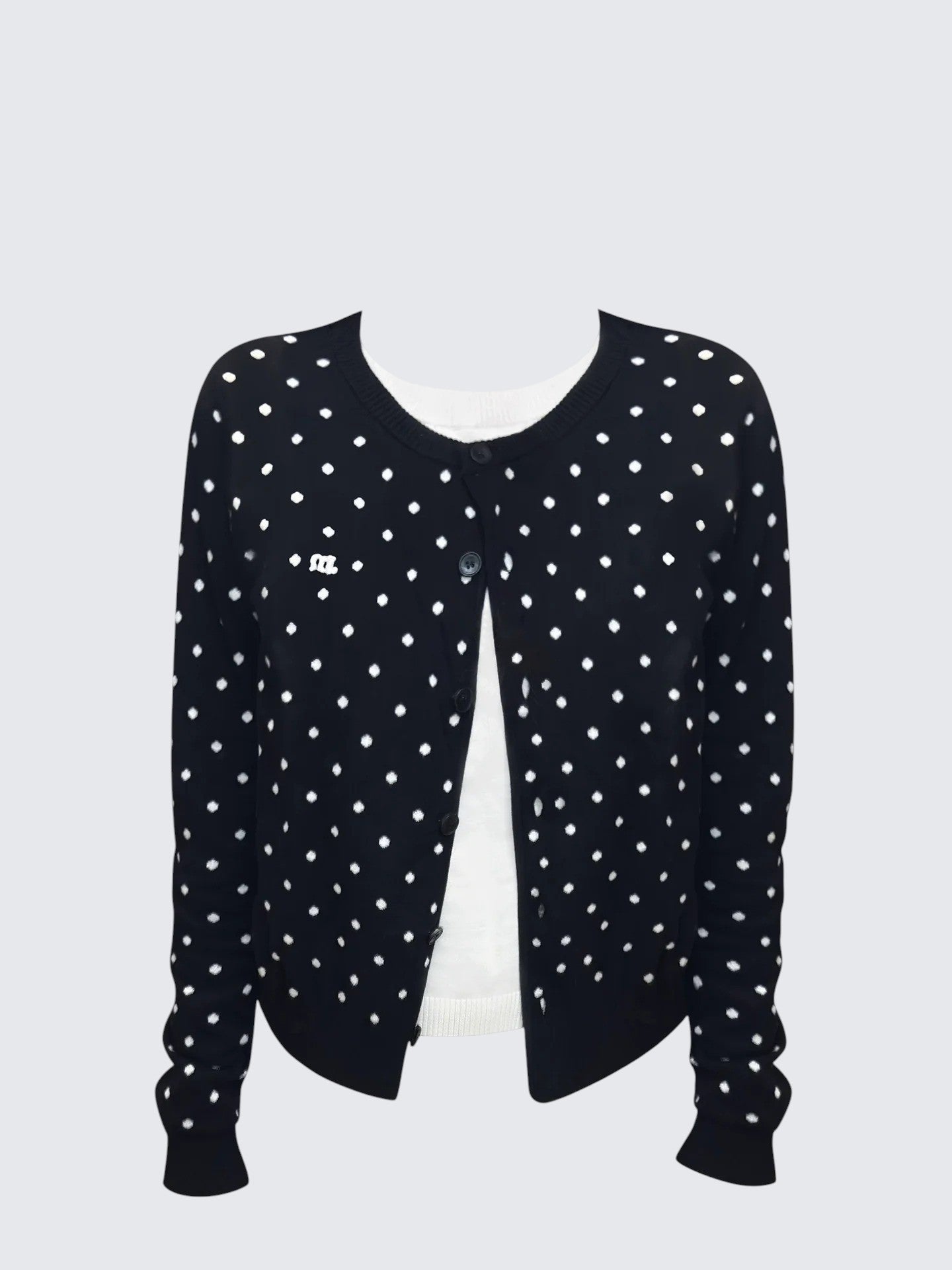 American Polka Dot Fake Two Piece Cardigan