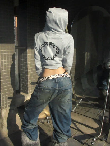 Retro Colorblock Hoodie Cardigan