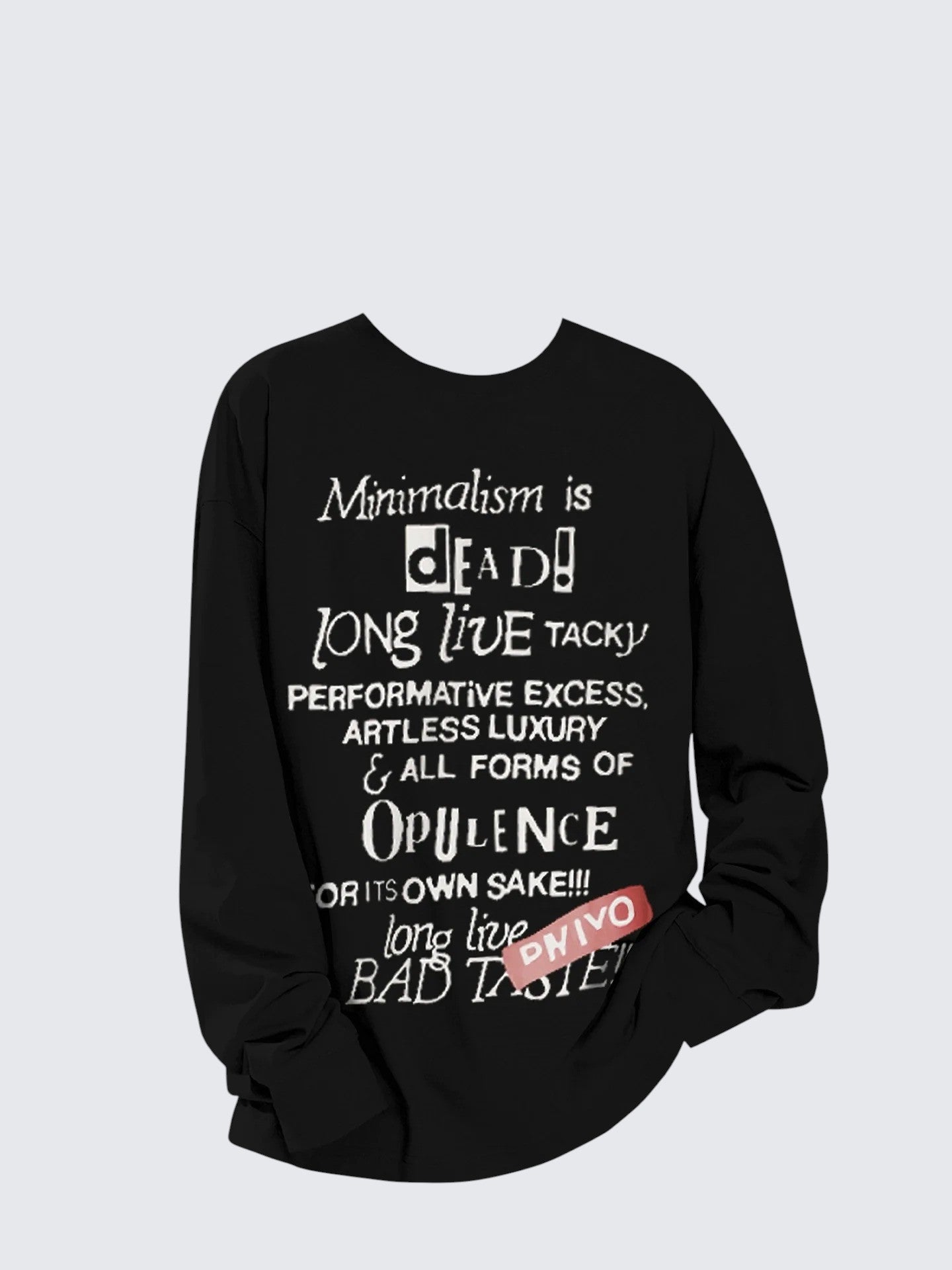 Black Letter Print Long Sleeve Tee Women