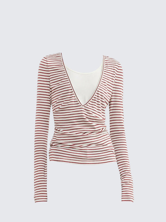 Retro Contrast Striped Layered Long Sleeve Tee