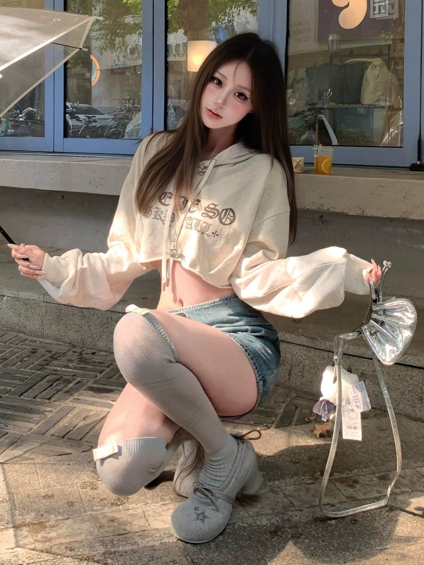 American Girl Cropped Hoodie