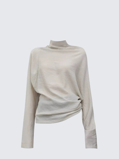 French Cowl Neck Long Sleeve Tee Women
