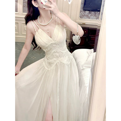 Chiffon Pleated Spaghetti Gown Prom Dress