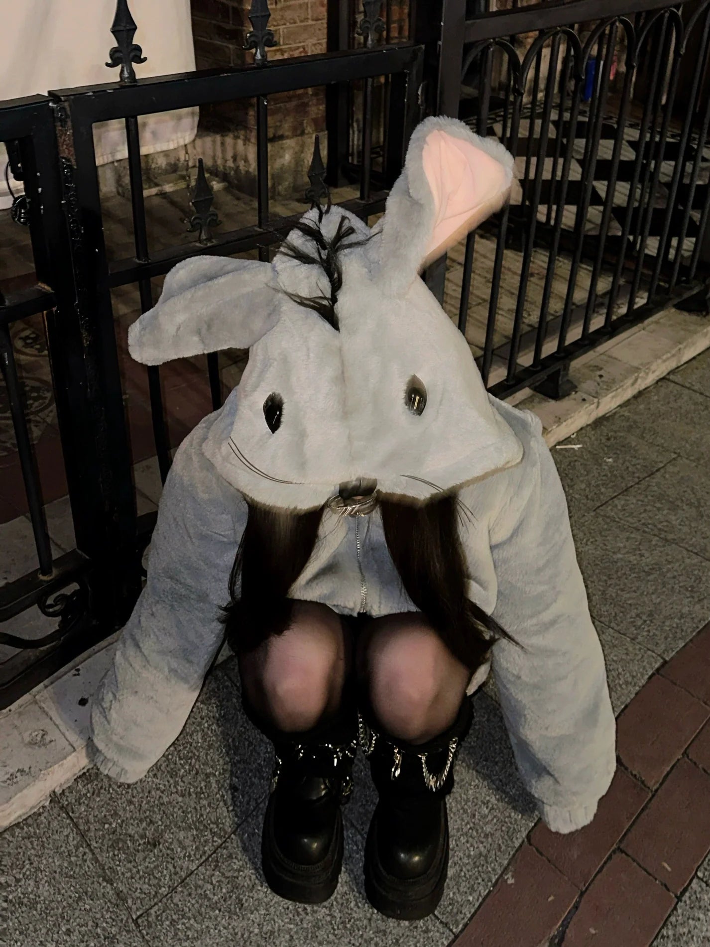 Punk Mouse Ear Faux Fur Coat