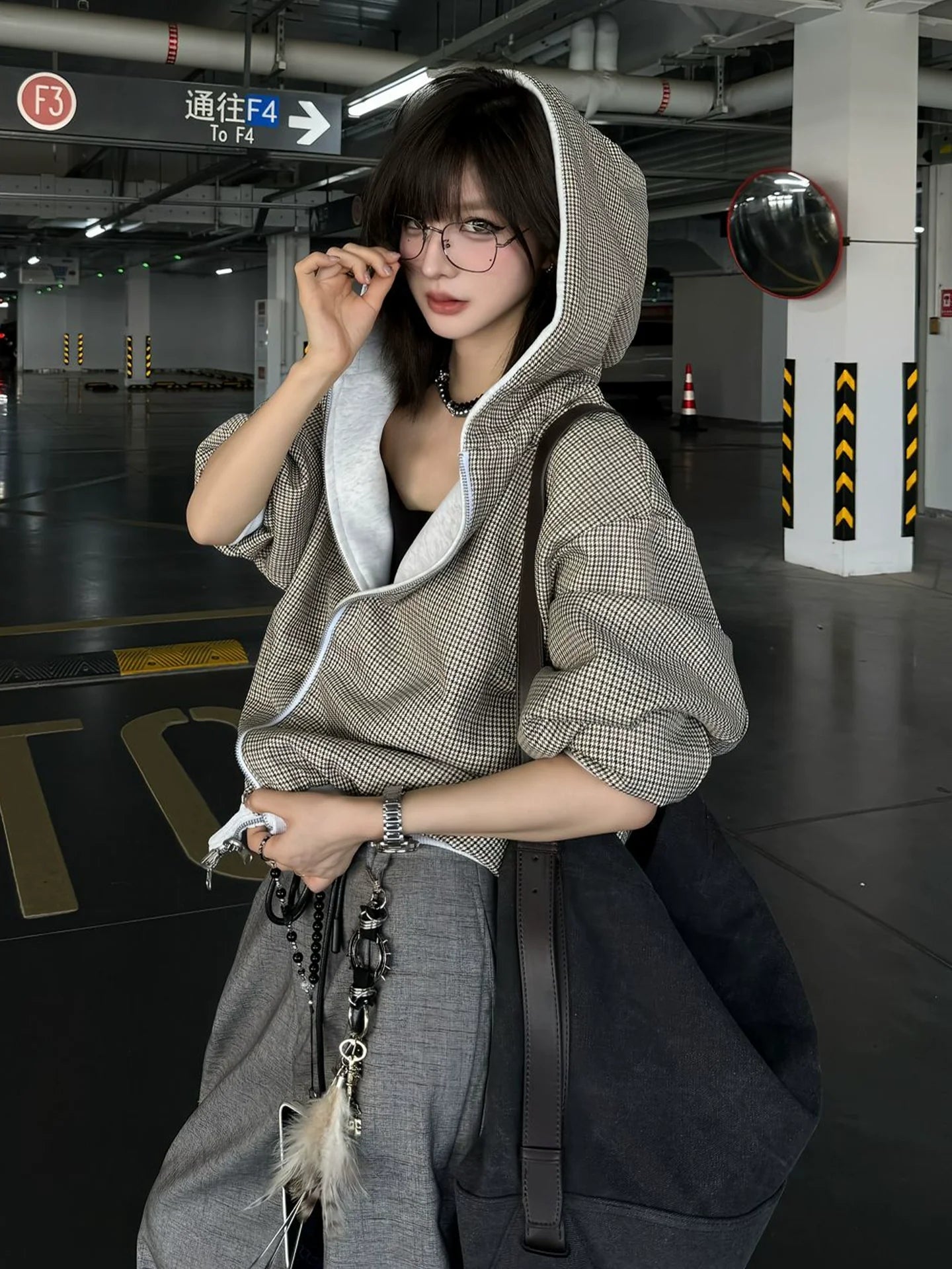 Reversible Houndstooth Hoodie