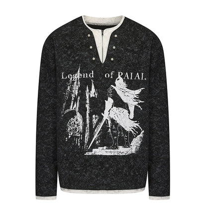 Y2K Knight Castle Fake Two Piece Hoodie