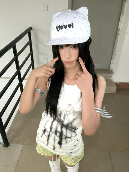 Y2K White Sleeveless Cami Top for Summer