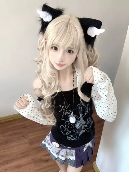 Y2K Black White Layered Tee