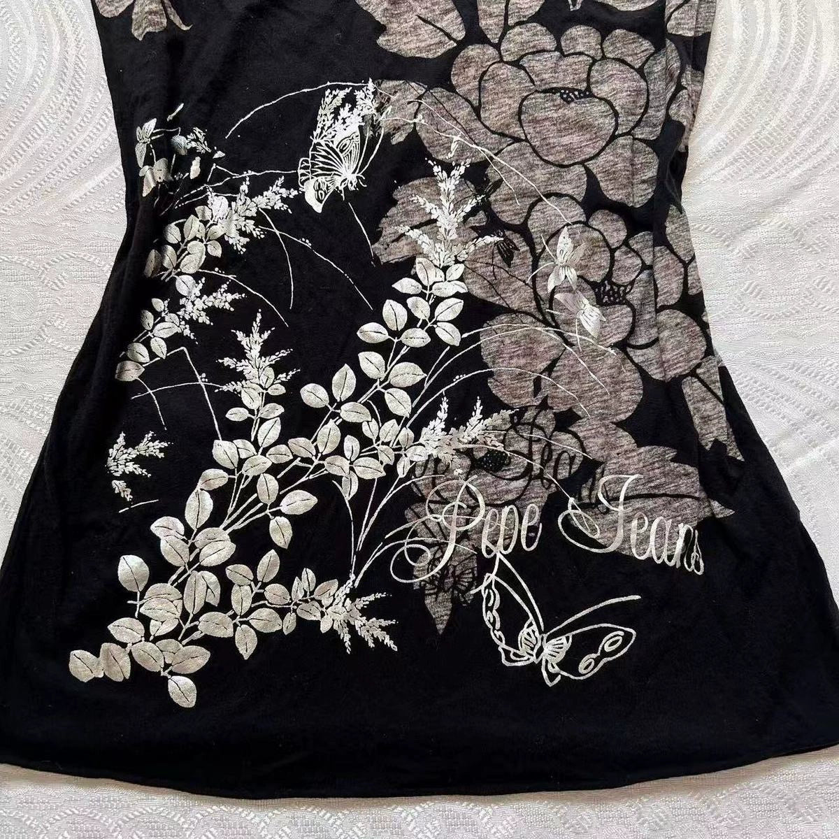 Black Subculture Y2K E-girl Abi American Retro Print Tie & Open-Back Short Sleeve Top