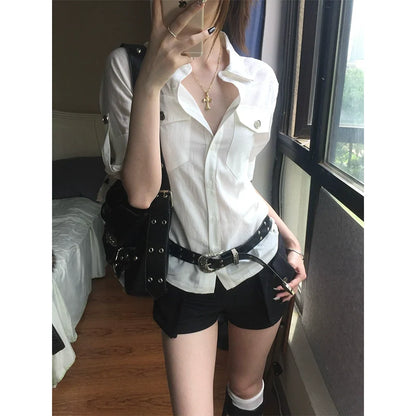 Relaxed Fit White Short Shirt