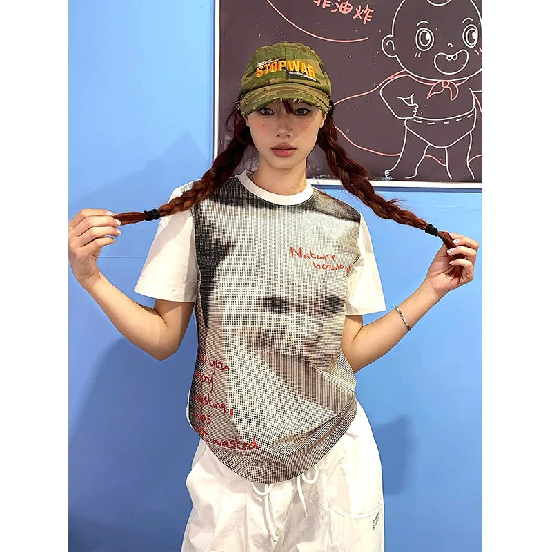 American Cat Print Short Tee