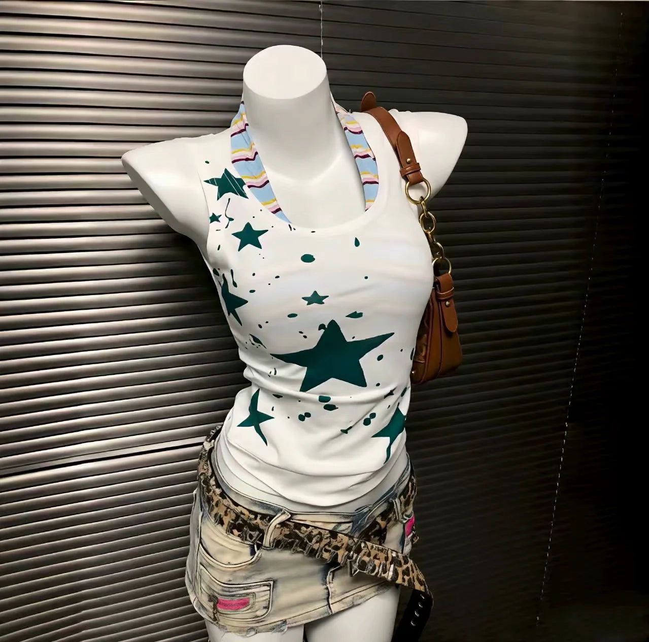 Star Halter Top Two-Piece Set Y2K Two Pieces Sets