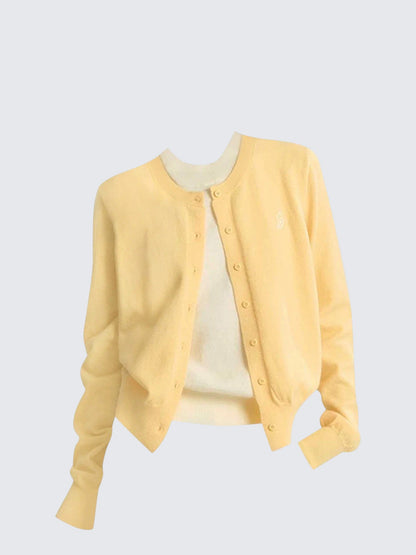 Yellow Fake Two-Piece Knit Sweater