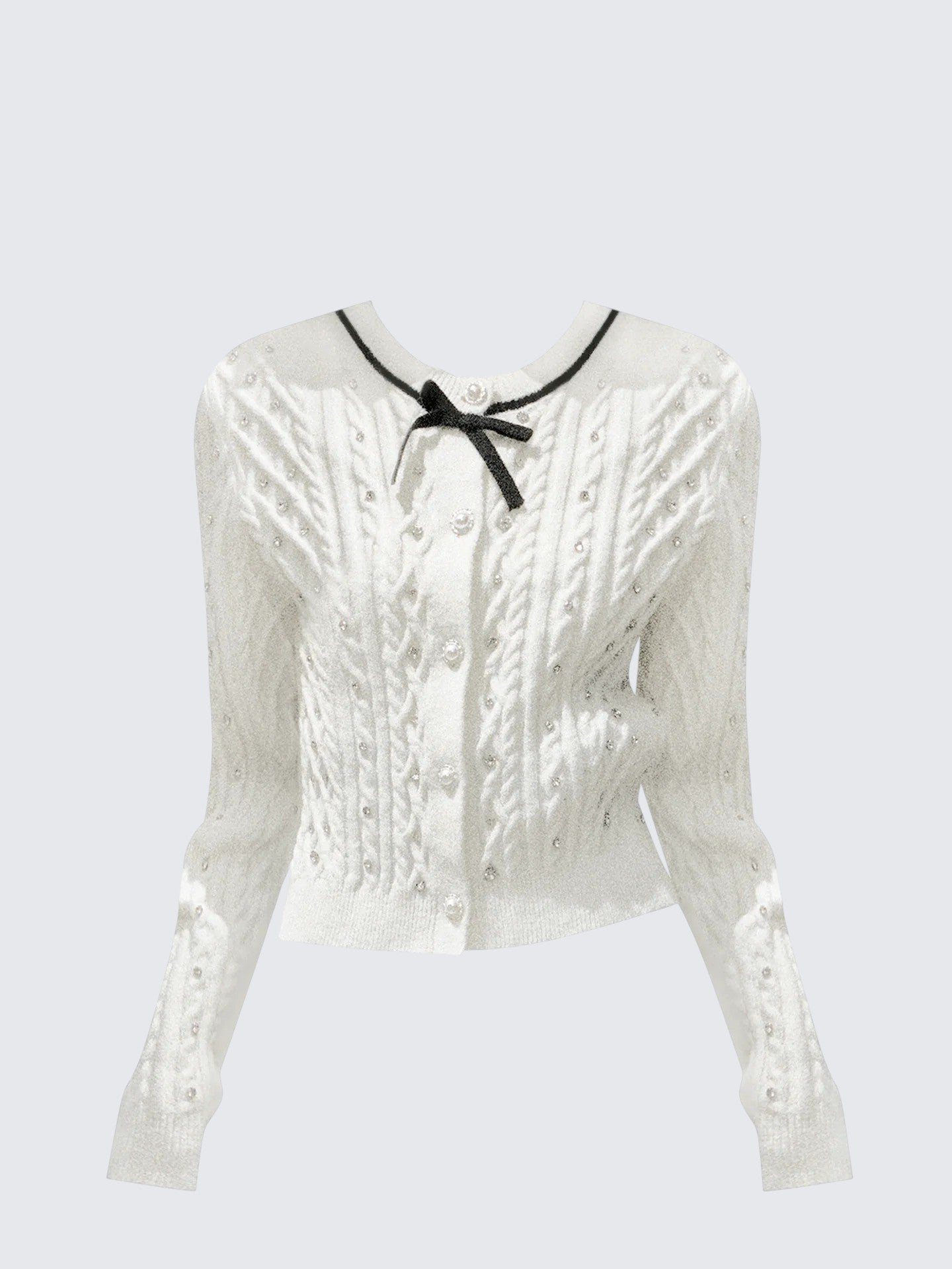 White Bow Knit Cardigan
