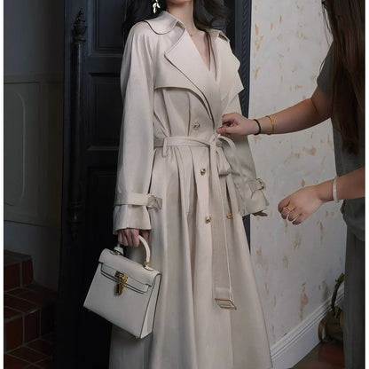 New Korean Double Breasted Long Trench Coat