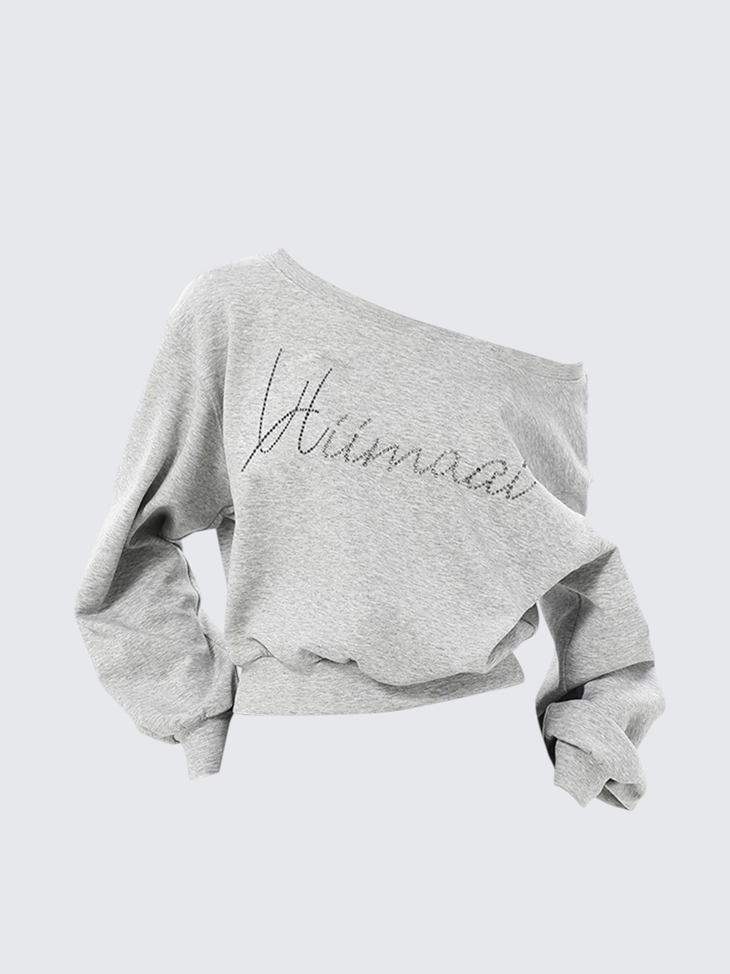 American Baddie Off Shoulder Rhinestone Sweatshirt