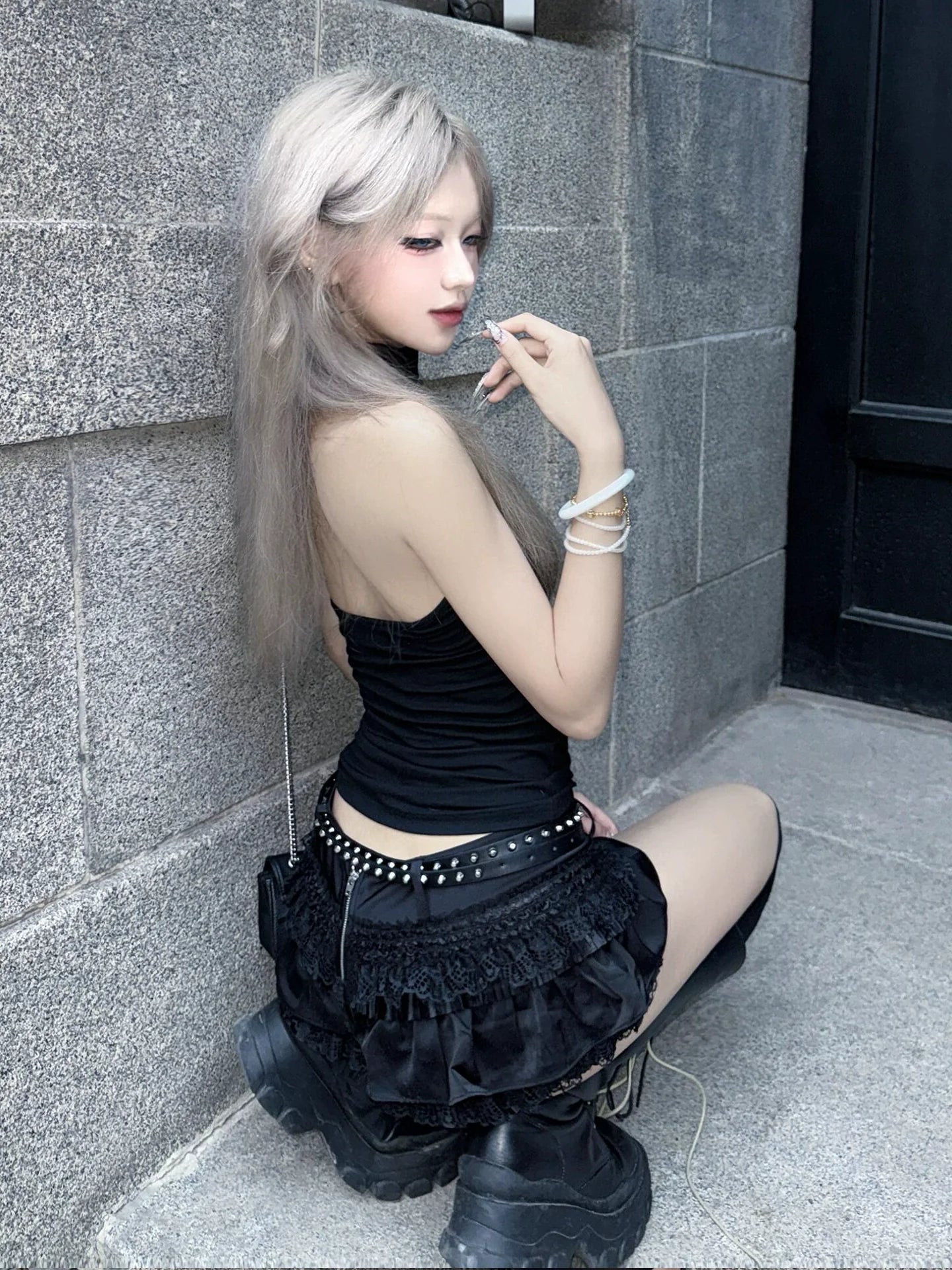 Gothic Cross Embroidered Sleeveless Top for Summer