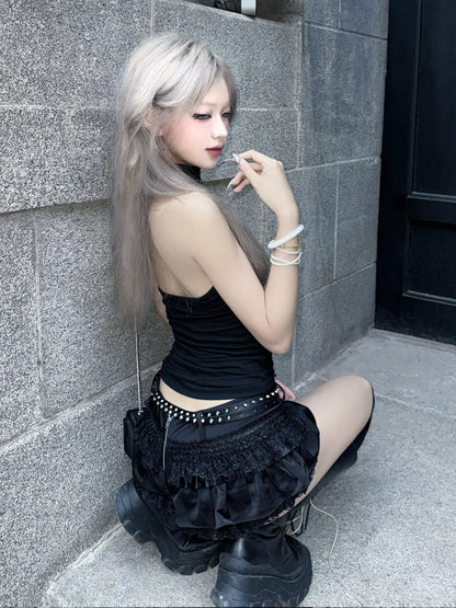 Gothic Cross Embroidered Sleeveless Top for Summer