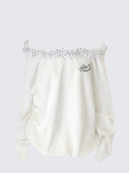 American Vintage Polka Dot Off-Shoulder Sweatshirt