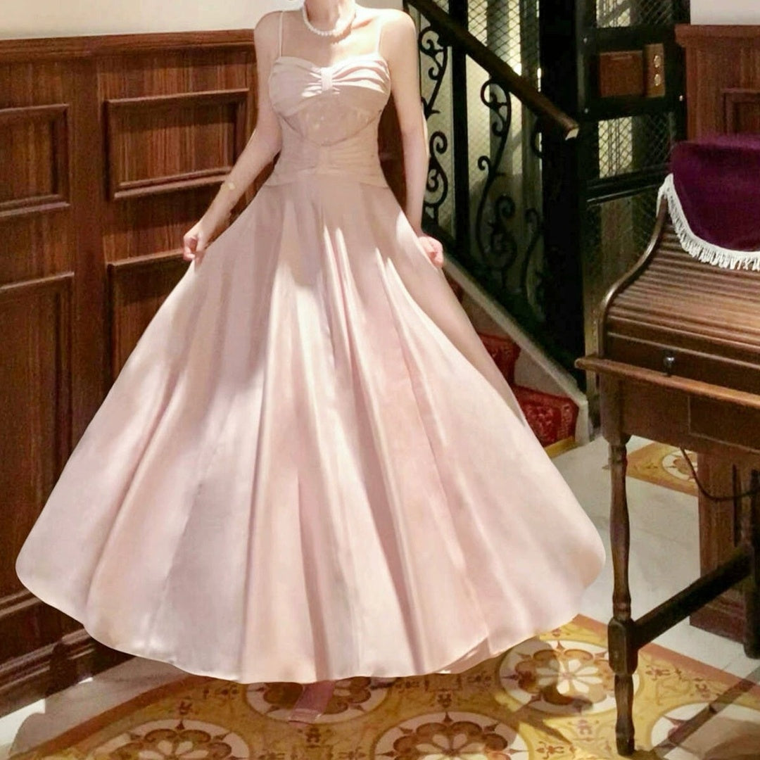 French Pink Halter Engagement & Birthday Gown Dress