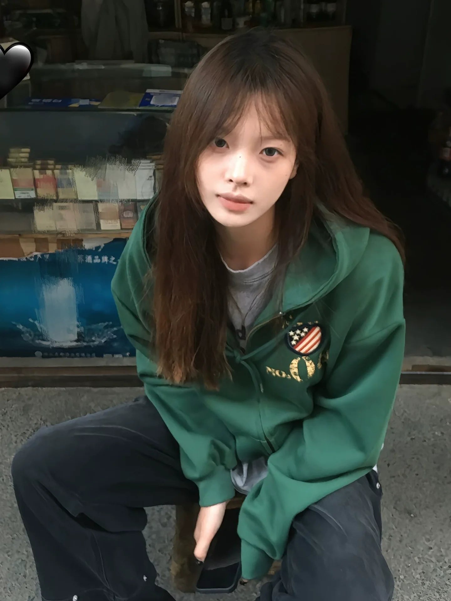 Vintage Letter Embroidered Hoodie Zip-Up for Autumn Winter