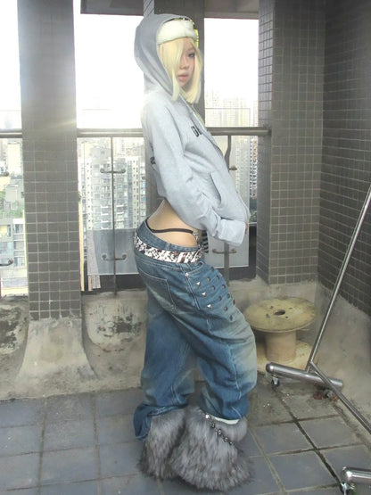 Retro Colorblock Hoodie Cardigan