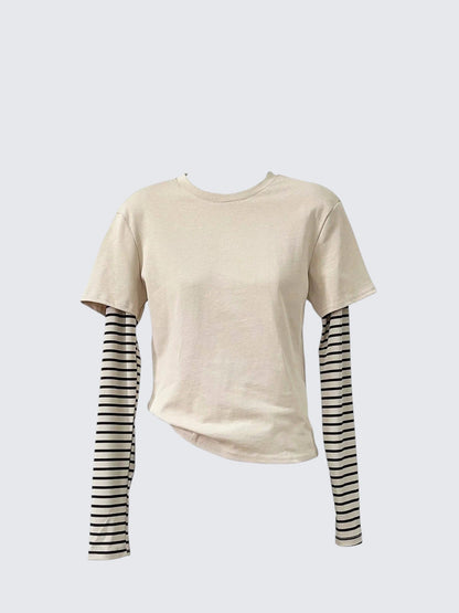 Vintage Layered Striped Long Sleeve Top