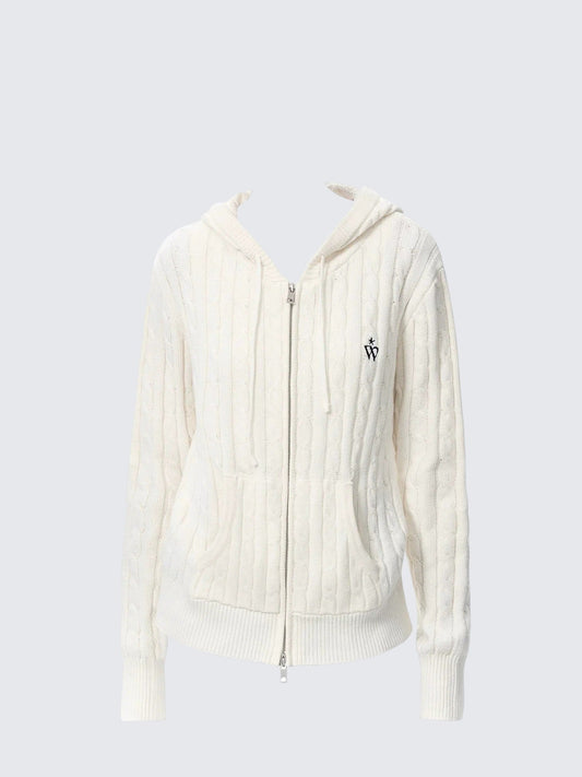 American Cable Knit Hooded Cardigan