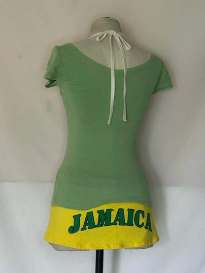 Vintage Green Fake Two-Piece Y2K T-Shirt